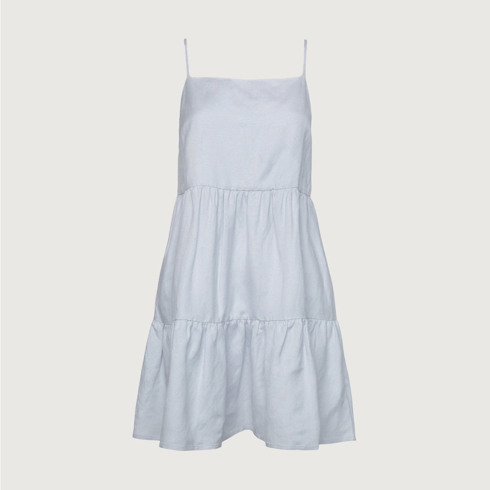 Oak + Fort LINEN BLEND TIERED MINI DRESS